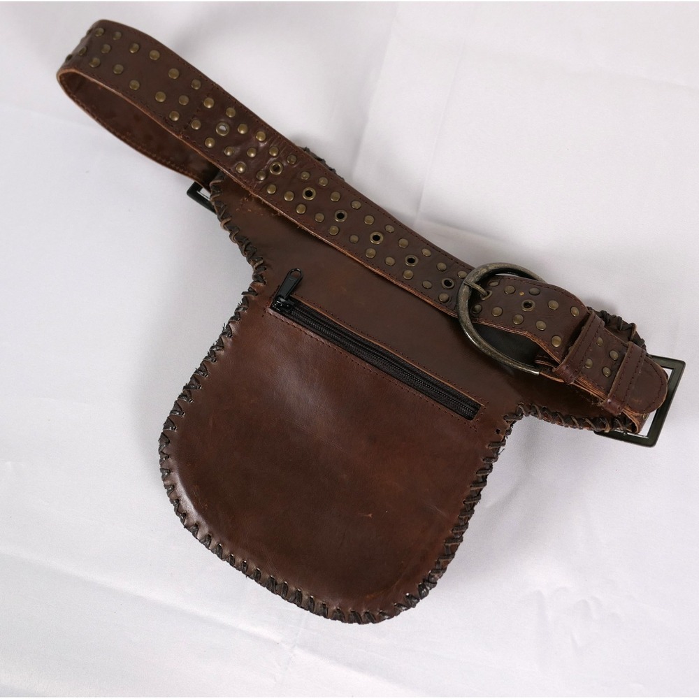 Happy Cow Australia Leather Belted Brass Riveted Waist Bag Fanny Pack‎ Western - Picture 7 of 15